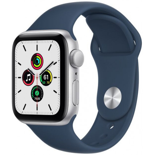 Apple Watch SE GPS 40mm Silver Aluminium Case with Abyss Blue Sport Band (MKNY3) 